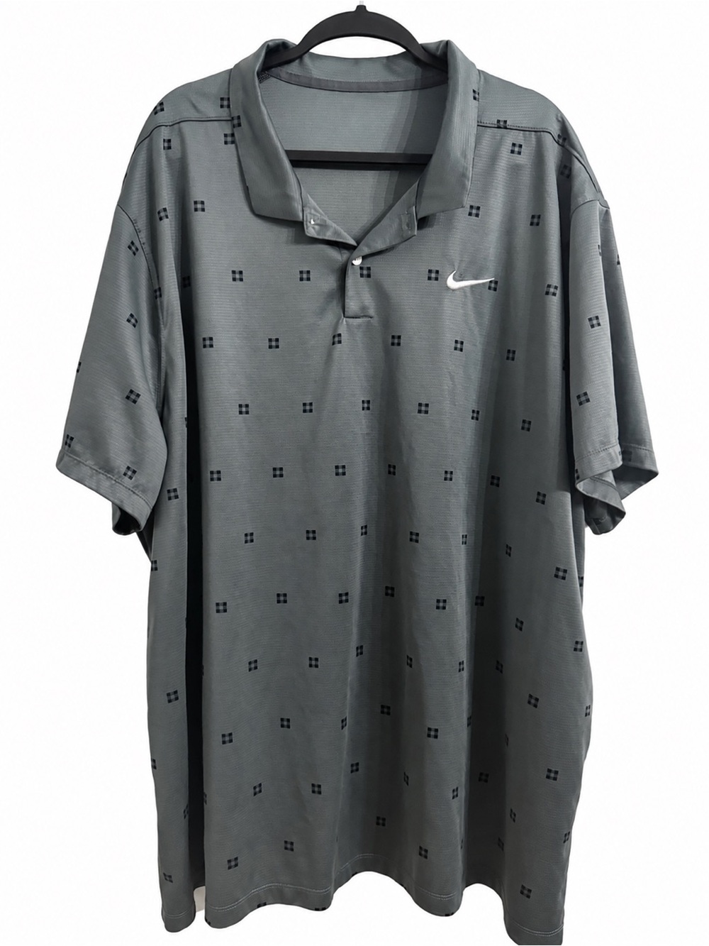 Nike Dri-FIT Golf Polo Gray Geometric Print Swoosh Performance Big & Tall 4XL